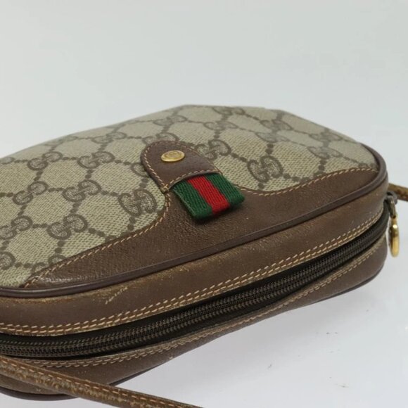 GUCCI GG Supreme Web Sherry Line Shoulder Bag PVC Beige 156 02 066 Auth bs27644 - Picture 9 of 14